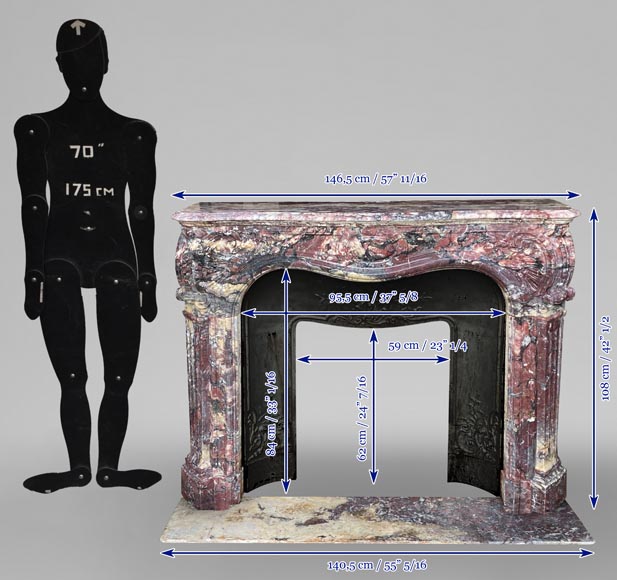 Cheminée de style Régence en marbre Fleur de Pêcher Cheminée de style Régence en marbre Fleur de Pêcher-9